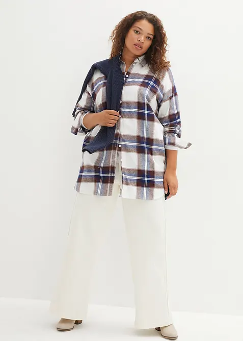 Dlouh&aacute; flanelov&aacute; ko&scaron;ile z čist&eacute; bavlny, bonprix