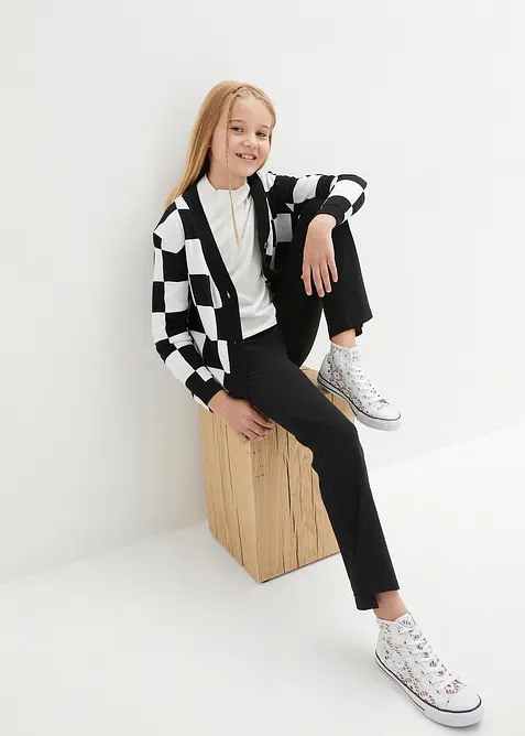 Dívčí rozšířené kalhoty ze směsi s organickou bavlnou, s postranními rozparky, bonprix