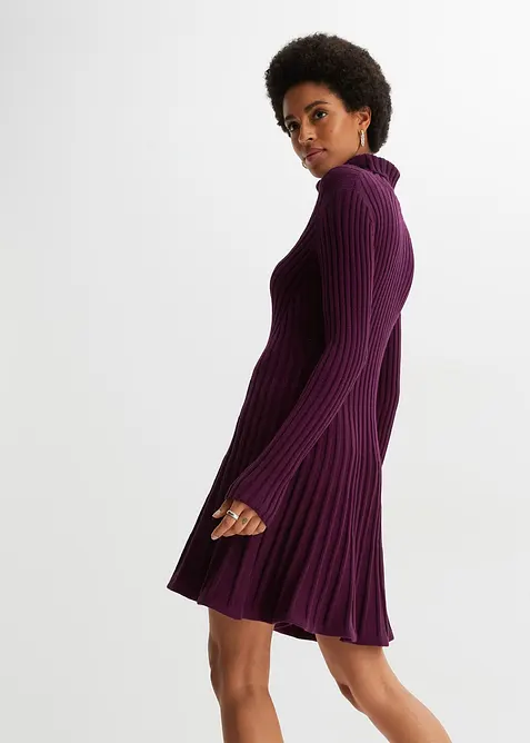 Pletené šaty s rolákovým límcem, bonprix