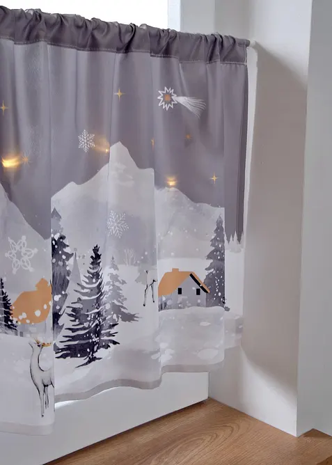 LED vitrážková záclona se zimní krajinou, bonprix