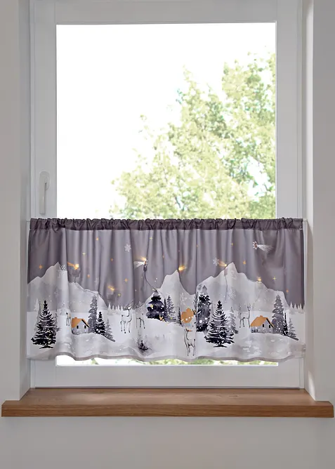 LED vitrážková záclona se zimní krajinou, bonprix