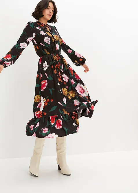 Midi šaty ze splývavé viskózy, bonprix