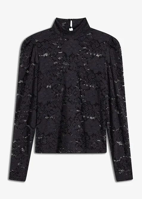 Přil&eacute;hav&eacute; krajkov&eacute; tričko s dlouh&yacute;m ruk&aacute;vem, bonprix