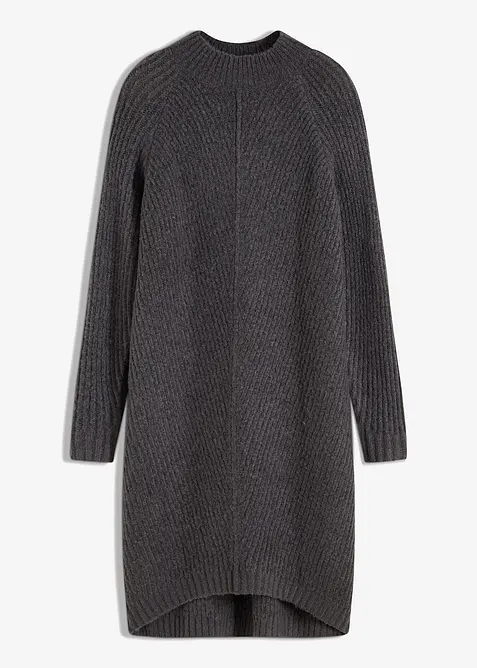 Pletené šaty s prodlouženým zadním dílem, bonprix