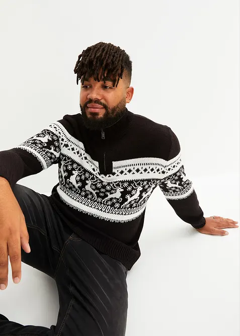 Norský svetr s límečkem na zip, bonprix