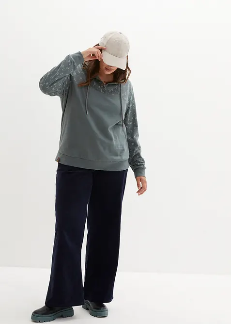 Mikina s kapucí a zipem, z čisté bavlny, bonprix