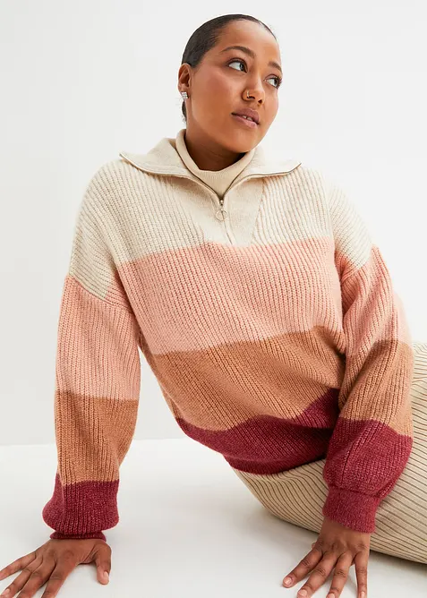 Svetr s l&iacute;mečkem na zip, bonprix