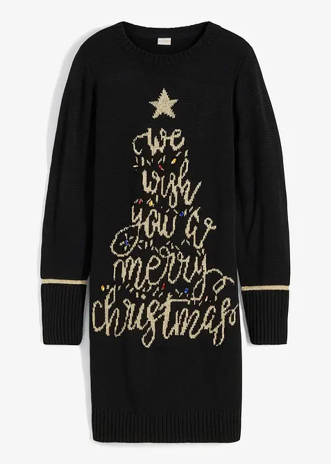 Pletené šaty s vánočním motivem, bonprix
