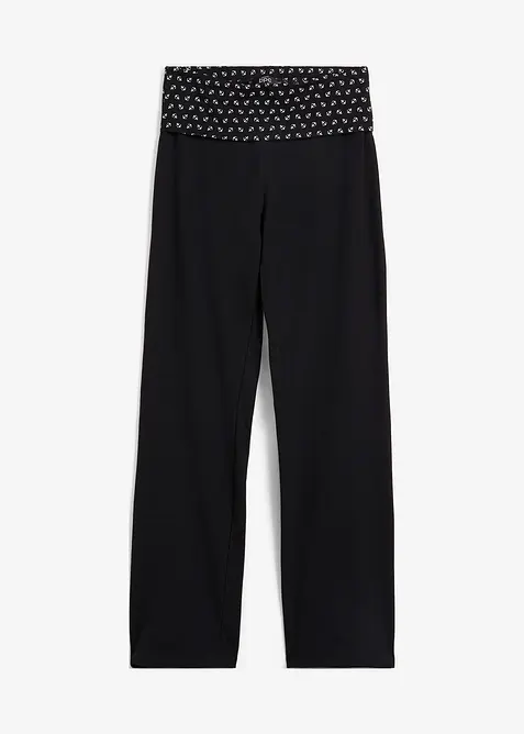 Žerzejové kalhoty s pasem na ohrnutí, Straight, bonprix