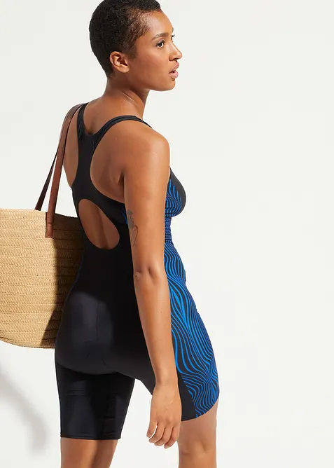 Jednod&iacute;ln&eacute; sportovn&iacute; plavky, rychleschnouc&iacute;, dlouh&eacute; velikosti, s nohavičkou, bonprix