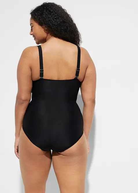Stahovací jednodílné plavky se zavinovacím vzhledem, střední tvarující efekt, bonprix