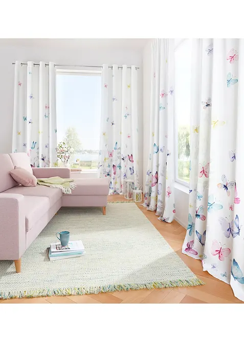 Závěs z mikrovlákna s natištěnými motýly (1 ks), bonprix