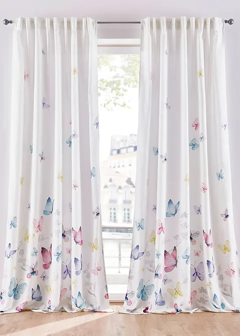 Závěs z mikrovlákna s natištěnými motýly (1 ks), bonprix