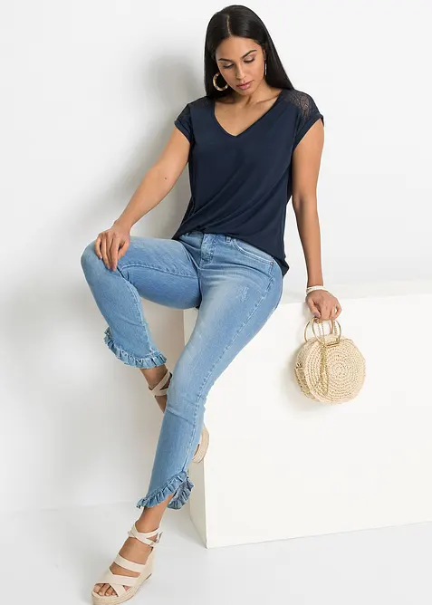 Tričko z jemné směsi s viskózou, bonprix