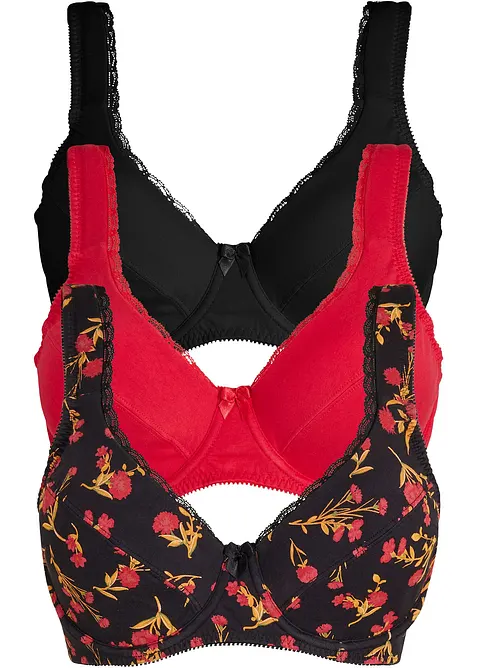 Podprsenka s kosticemi, z organické bavlny (3 ks v balení), bonprix