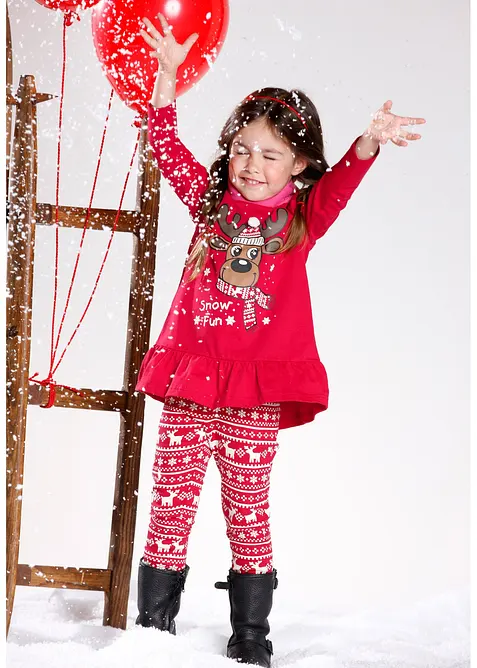 Vánoční triko a legíny pro dívky (2dílná souprava), bonprix