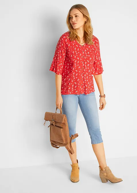 Pohodlné strečové capri džíny, 2 ks v balení, bonprix