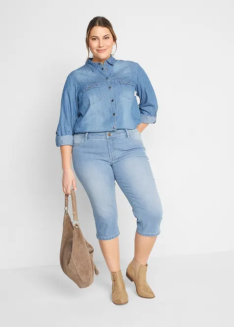 Pohodln&eacute; strečov&eacute; capri dž&iacute;ny, 2 ks v balen&iacute;, bonprix