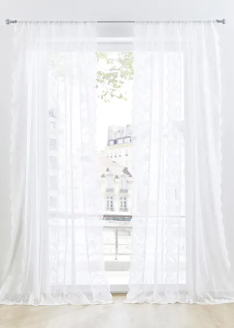 Záclona s květinovou výšivkou (1 ks v balení), bonprix