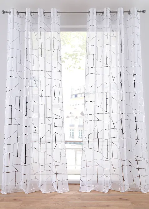 Záclona s lesklým potiskem (2 ks), bonprix