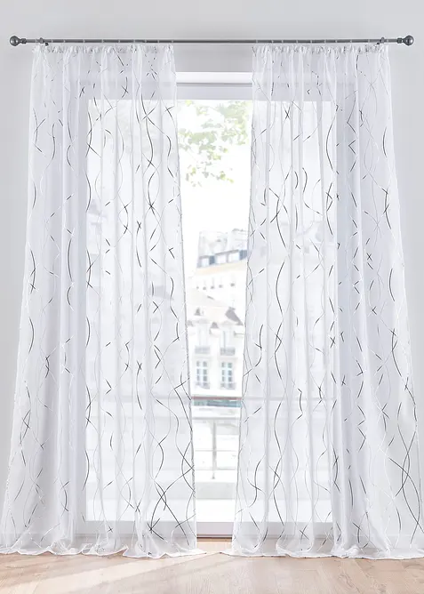 Záclona s lesklým potiskem a recyklovaným polyesterem (1 ks v balení), bonprix