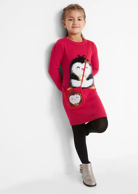 Pletené šaty s kabelkou (2dílná souprava), bonprix