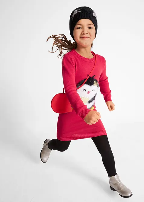 Pletené šaty s kabelkou (2dílná souprava), bonprix