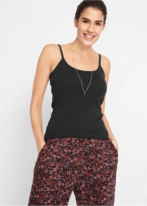 Top s úzkými ramínky, z čisté bavlny (3 ks v balení), bonprix