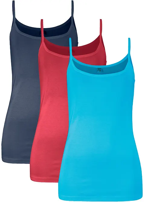 Top s &uacute;zk&yacute;mi ram&iacute;nky, z čist&eacute; bavlny (3 ks v balen&iacute;), bonprix