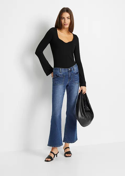 Triko s dlouh&yacute;m ruk&aacute;vem, z visk&oacute;zov&eacute; směsi, bonprix