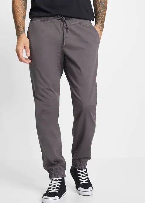 Relaxed Fit strečov&eacute; chino kalhoty bez zap&iacute;n&aacute;n&iacute;, Straight, bonprix