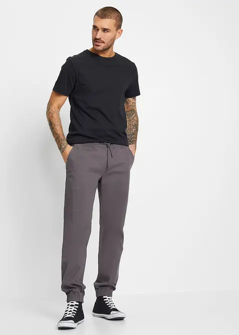 Relaxed Fit strečov&eacute; chino kalhoty bez zap&iacute;n&aacute;n&iacute;, Straight, bonprix