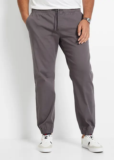 Relaxed Fit strečov&eacute; chino kalhoty bez zap&iacute;n&aacute;n&iacute;, Straight, bonprix
