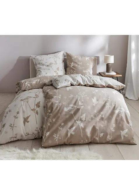 Oboustranné povlečení s jemnými květy a lístky, bonprix