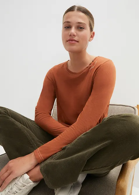 Triko s dlouhým rukávem a ozdobnými knoflíky, bonprix