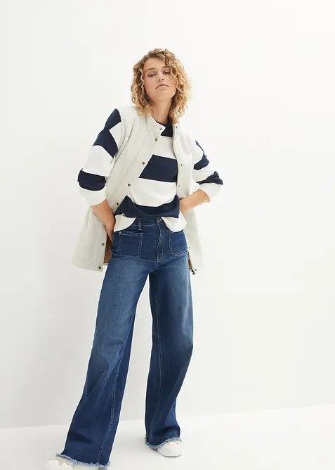 Svetr z jemn&eacute; pleteniny se &scaron;irok&yacute;mi pruhy, bonprix