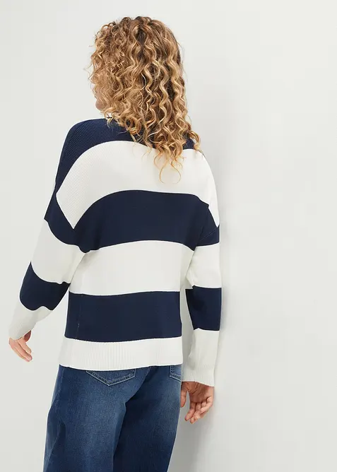 Svetr z jemn&eacute; pleteniny se &scaron;irok&yacute;mi pruhy, bonprix