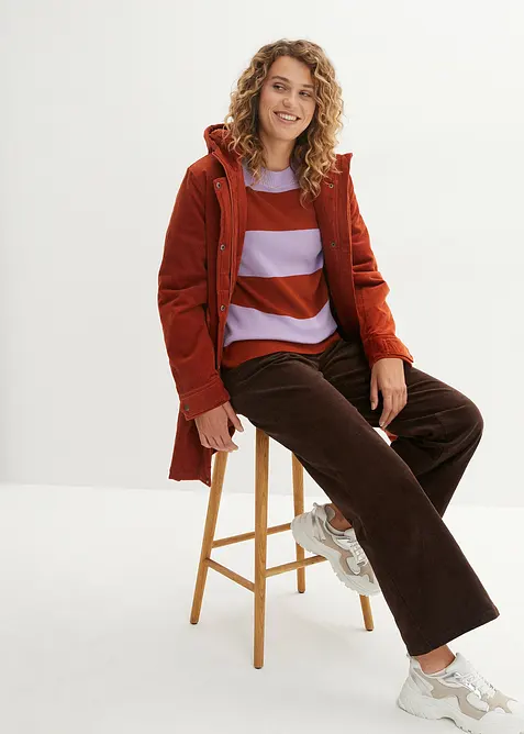 Svetr z jemn&eacute; pleteniny se &scaron;irok&yacute;mi pruhy, bonprix