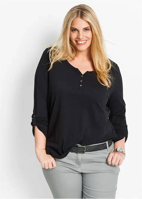 Tričko s knofl&iacute;kovou l&eacute;gou, z čist&eacute; organick&eacute; bavlny, bonprix