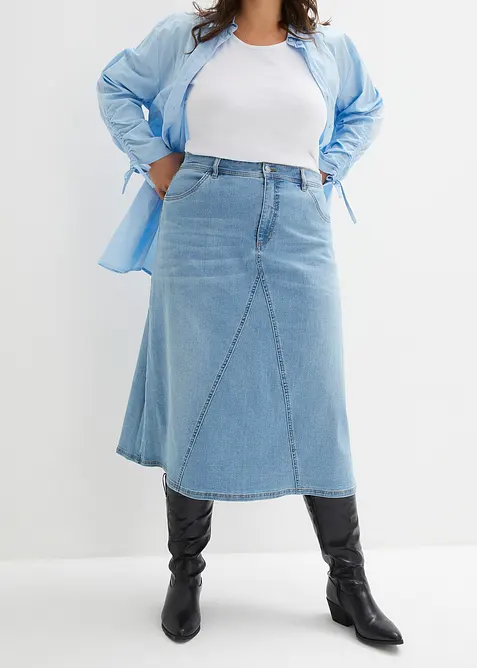 Strečová džínová sukně, High Waist, bonprix