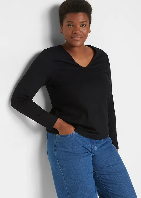 Triko s dlouhým rukávem, z čisté organické bavlny, bonprix