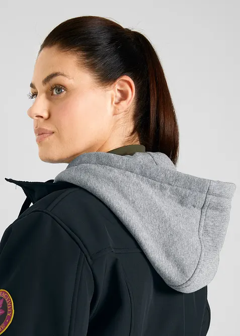 Dlouh&aacute; softshellov&aacute; bunda, vodoodpudiv&aacute;, vzhled 2v1, bonprix