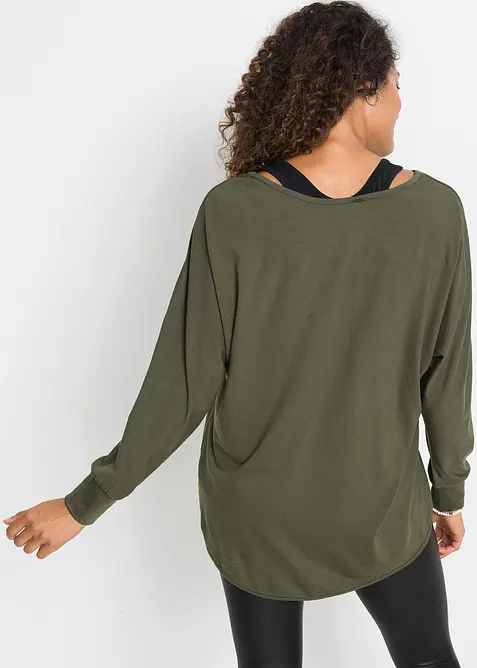 Dlouh&eacute; tričko s topem ze směsi s visk&oacute;zou, bonprix