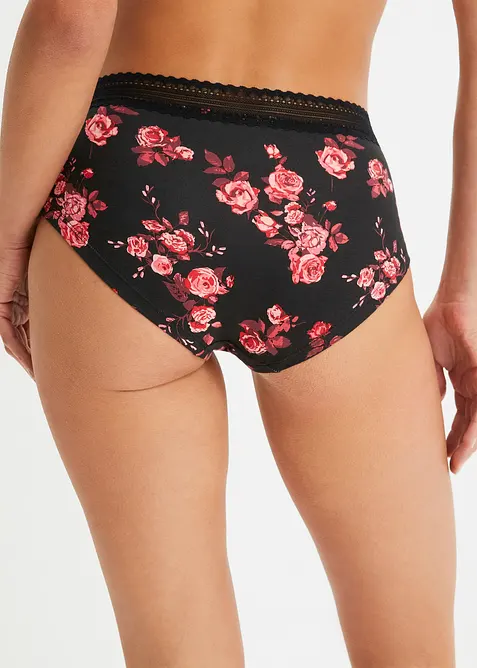 Maxikalhotky (4 ks v balení) s krajkou a organickou bavlnou, bonprix