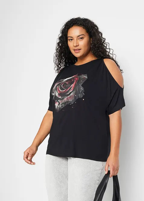 Triko s odhalen&yacute;mi rameny, z visk&oacute;zy, bonprix