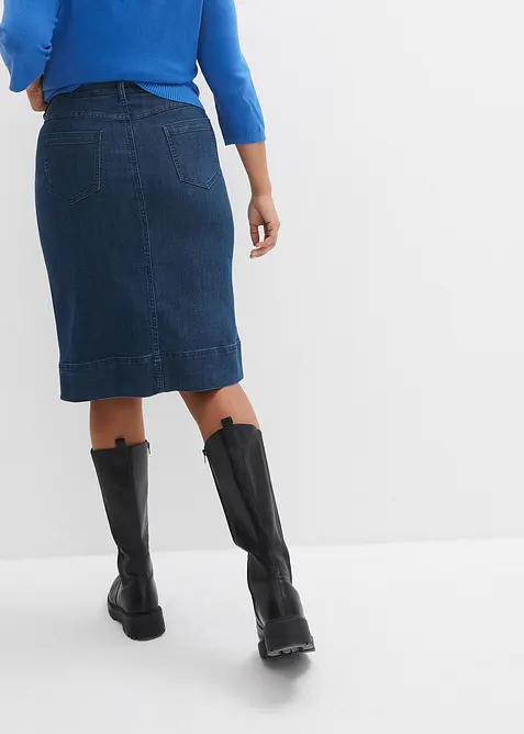 Dž&iacute;nov&aacute; sukně s ozdobn&yacute;mi knofl&iacute;ky, bonprix