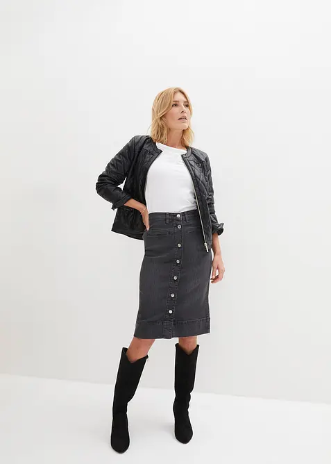 Džínová sukně s ozdobnými knoflíky, bonprix