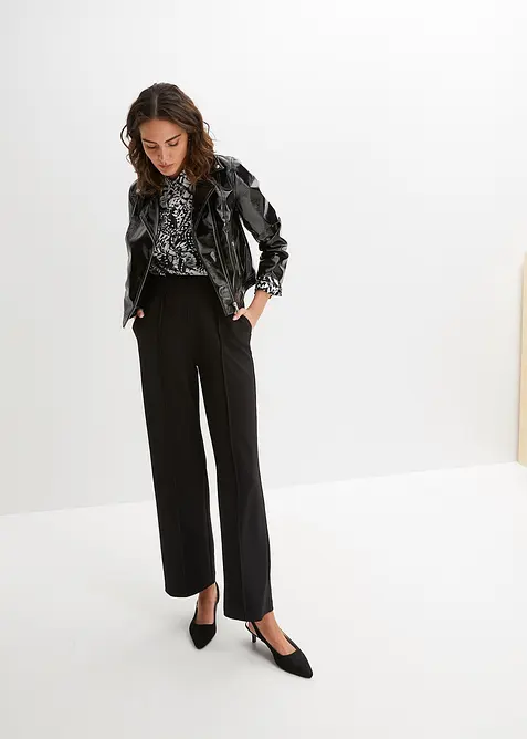 Kalhoty bez zapínání, z pevného interlocku, bonprix