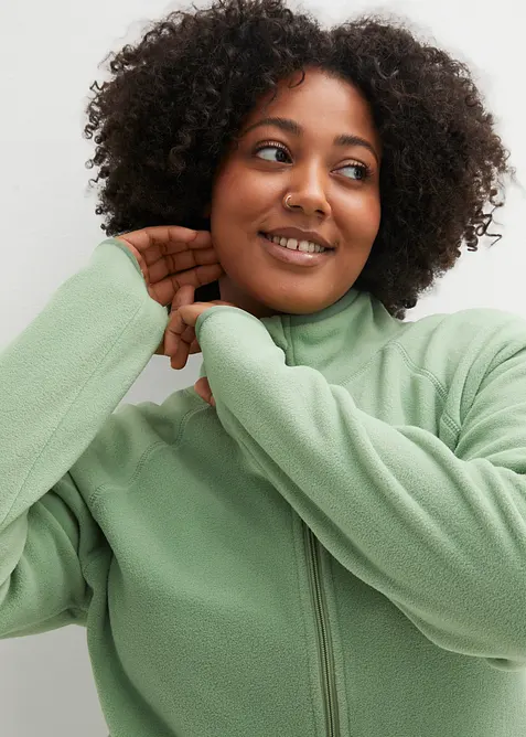 Fl&iacute;sov&aacute; mikina s kapsami na zip, bonprix