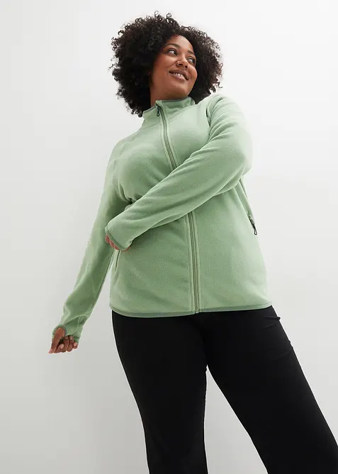 Fl&iacute;sov&aacute; mikina s kapsami na zip, bonprix